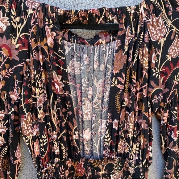 Free People Pretty & Free Black Floral Off the Shoulder Cutout Back Romper Sz XS - Picture 10 of 15